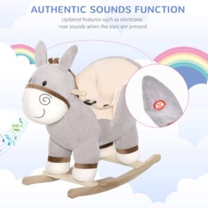 Alternative view of Kids Ride On Rocking Horse Donkey with Sound, Wood Base Seat, Safety Belt Toy (for 18 - 36 Months)