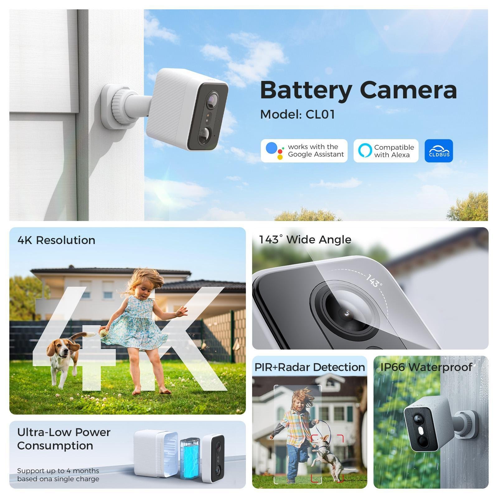 LNDU CL01 4K Wireless Security Camera 143D (Infrared / Night Vision / Human Body Sensing) - Image 3