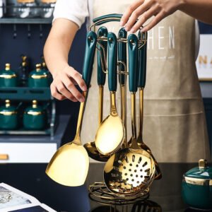 Alternative view of 7 PCS Stainless Steel Cooking Set (Utensil / Slotted / Spatula / Turner Ladle / Serving Spoon / Pasta Server)