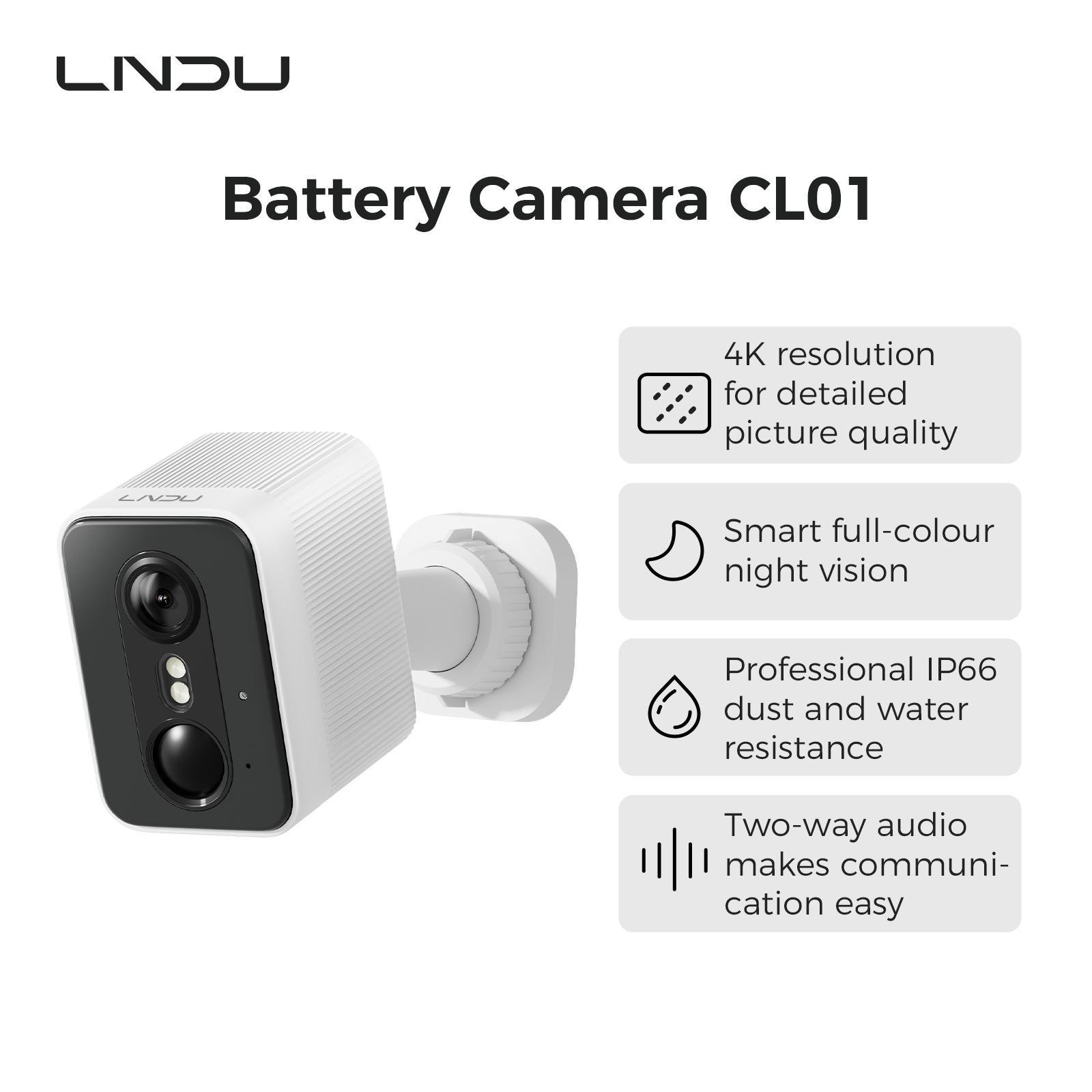 LNDU CL01 4K Wireless Security Camera 143D (Infrared / Night Vision / Human Body Sensing)
