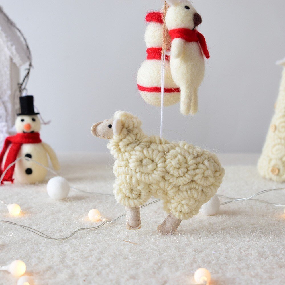 Wool Felt Little Sheep Christmas Pendant - Image 4