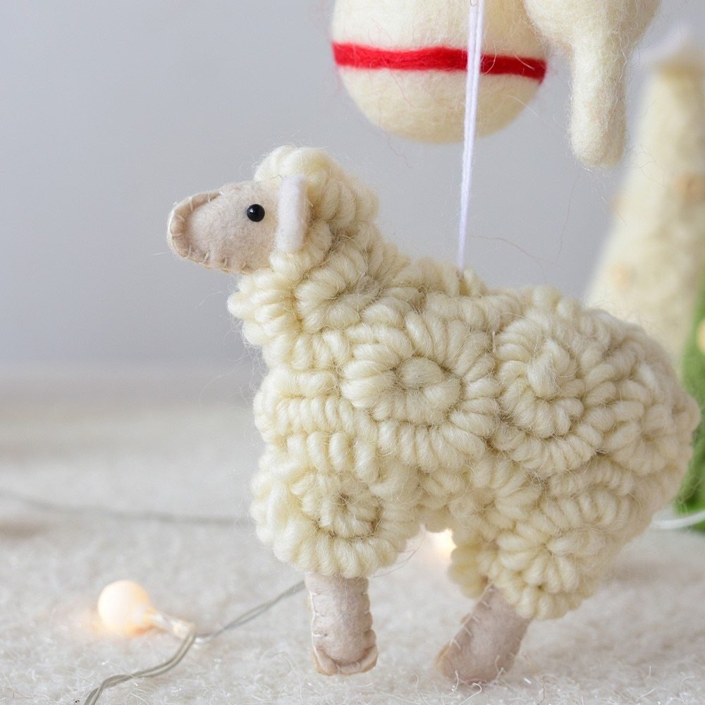 Wool Felt Little Sheep Christmas Pendant - Image 3