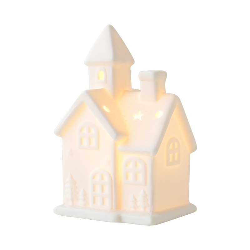 Ceramic Luminous Christmas Tree / Small House / Snowman Desktop Decoration - Image 5