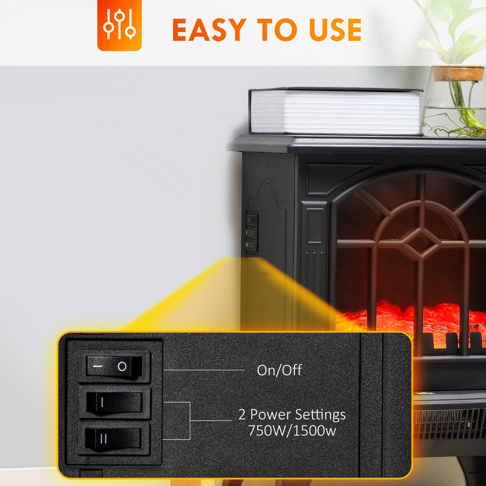 Vintage Styled Electric Fireplace Heater - Image 4