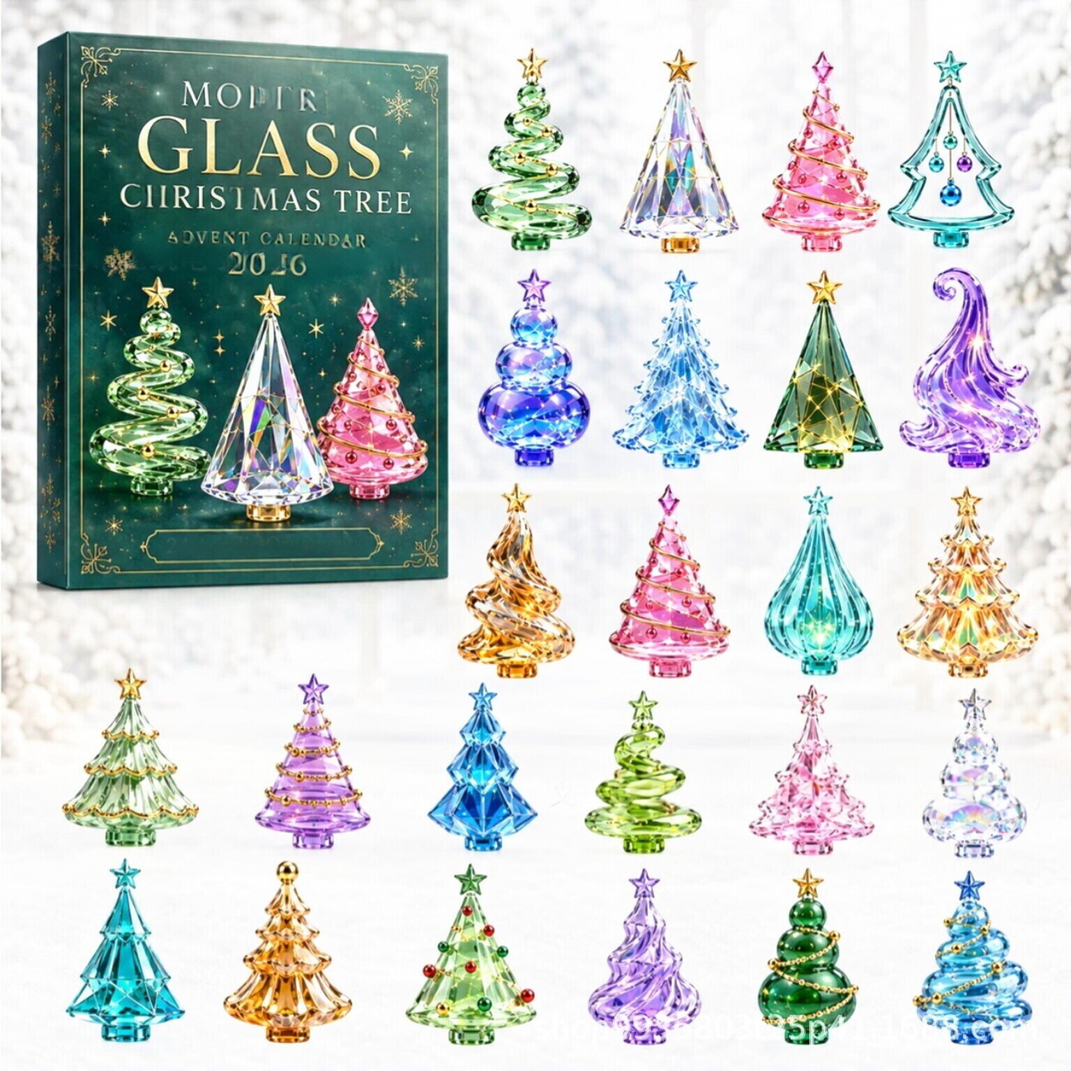 Glass-Style 24-Pieces Christmas Tree Advent Calendar - Image 3